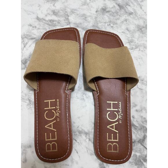 Beach By Matisse Bali Slide Sandals 10M Suede Leather Tan Resort Beach Coastal - Picture 3 of 9